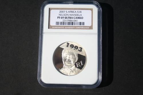 2007 SILVER R1 MANDELA COIN NGC GRADED PF 69 UC